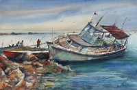 Momin Waseem, 14 x 21 Inch, Water Color on Paper, Seascape Painting, AC-MW-044